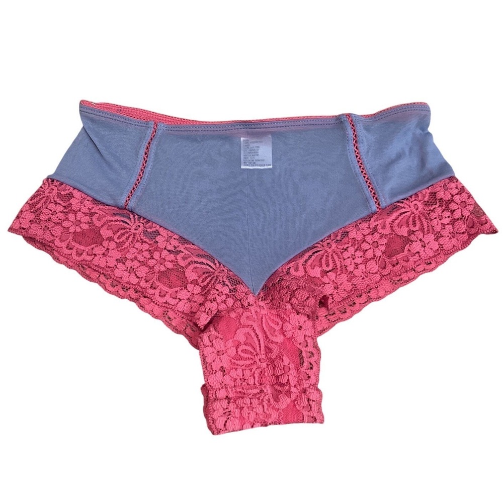 Vtg Y2k Pink Purple Sheer Lace Cheeky Bikini Panties M Sexy Small 5 High Waisted